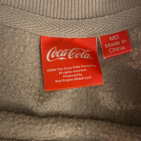 Coca Cola- tan cropped oversized sweatshirt with floral graphic and embroidery - Picture 2 of 13